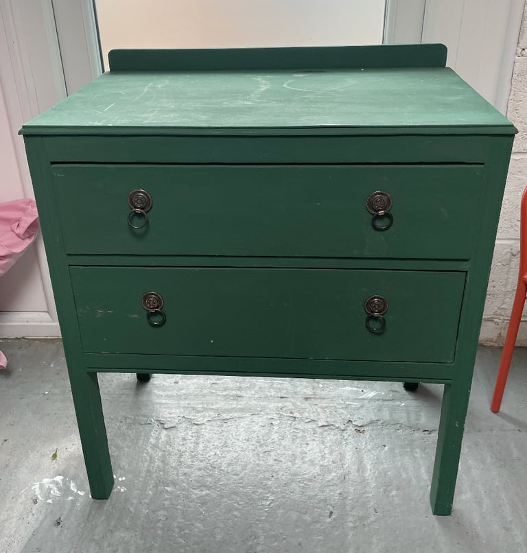Green painted wooden drawers