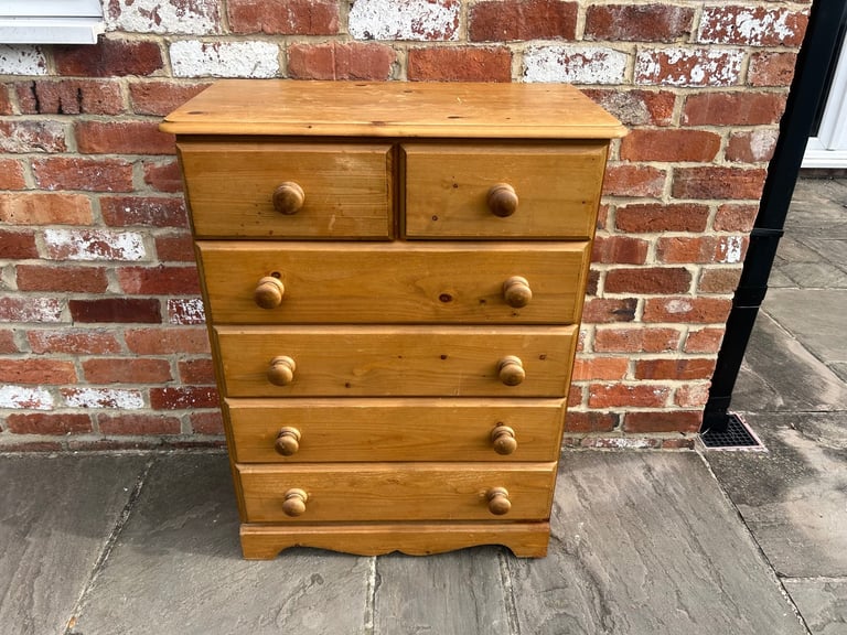Large Solid Pine Chest of Drawers - Good Condition 