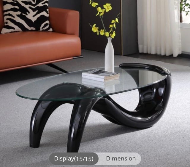 image for Large contemporary beautiful glass coffee table fish tail style FREE DELIVERY 