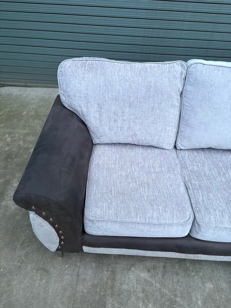 Grey French velvet corner sofa 