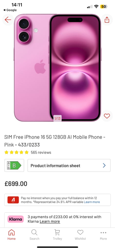 New IPHONE 16 128GB in Pink Handset Only unlocked all networks 