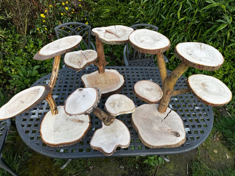 image for Log cake stand cupcakes plant display rustic wedding decoration 