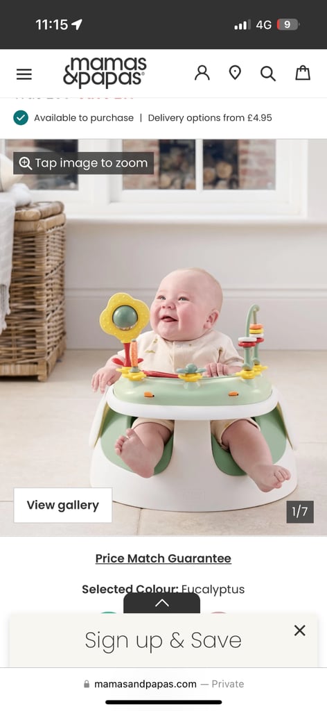 image for Mamas & Papas Snug Floor Seat with Activity Tray - Pebble Grey