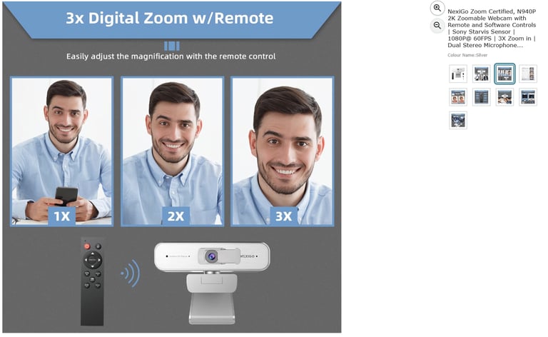 NexiGo Zoom Certified, N940P 2K Zoomable Webcam with Remote|| Brand new 50% off price 