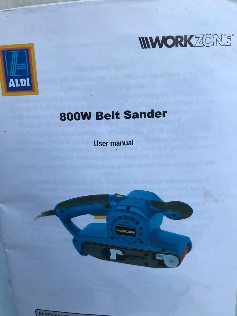800W Belt sander workzone with huser manual and 32 sanding belts