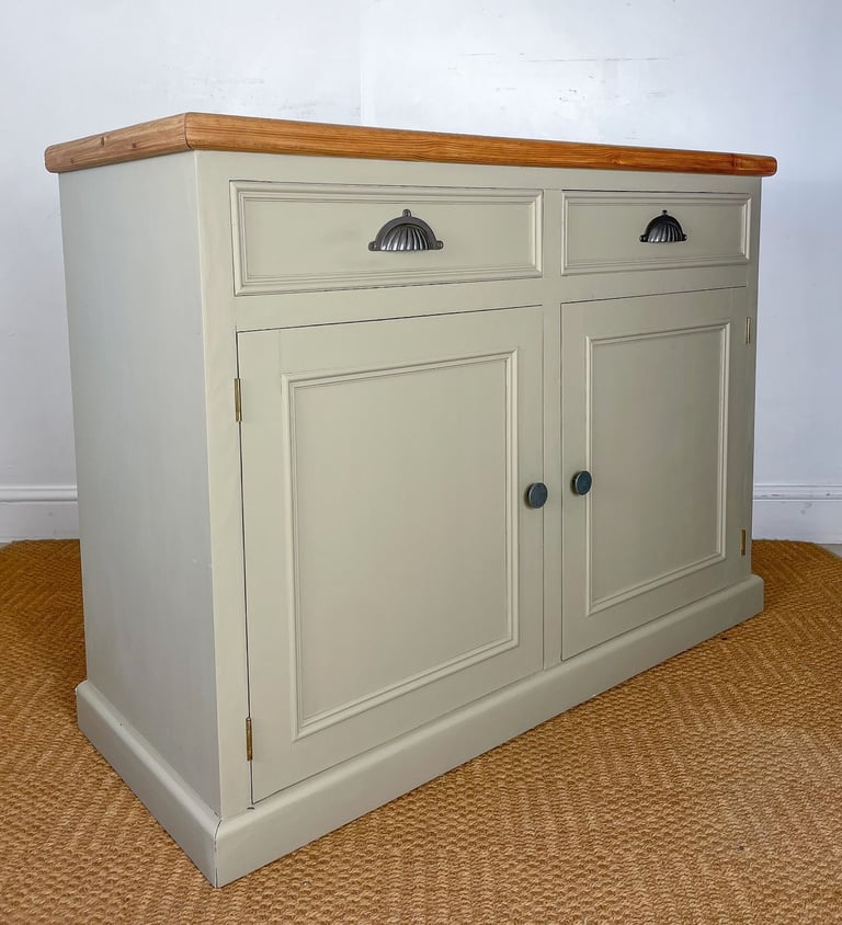 Large 4ft Extra thick chunky solid pine sideboard chest of drawers cupboard pewter pulls