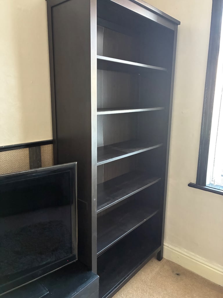 IKEA black bookcase and Tv unit