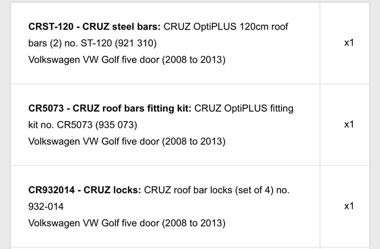 Cruz Roof Bars