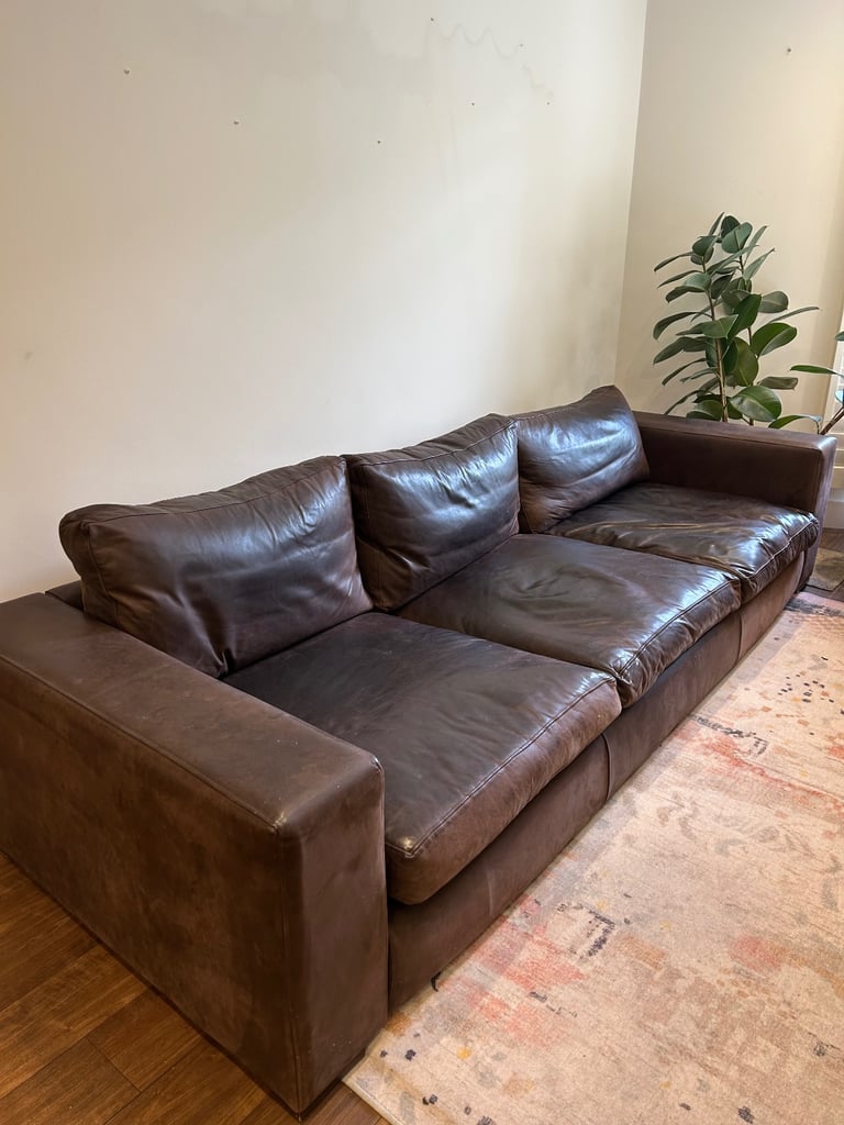 Large Brown Leather Raft ‘Manhatten’ Sofa