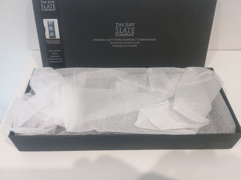 NEW - The Just Slate Company Natural Slate Triple Coasters / Cheese Boards (Set of 4)