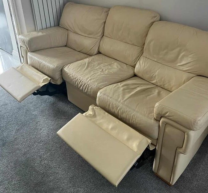 image for Harveys recliner real leather sofa can deliver 