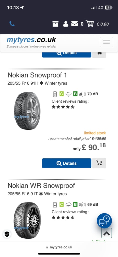 Nokian snowproof 1 winter tyres. 205/55 R16 91H
