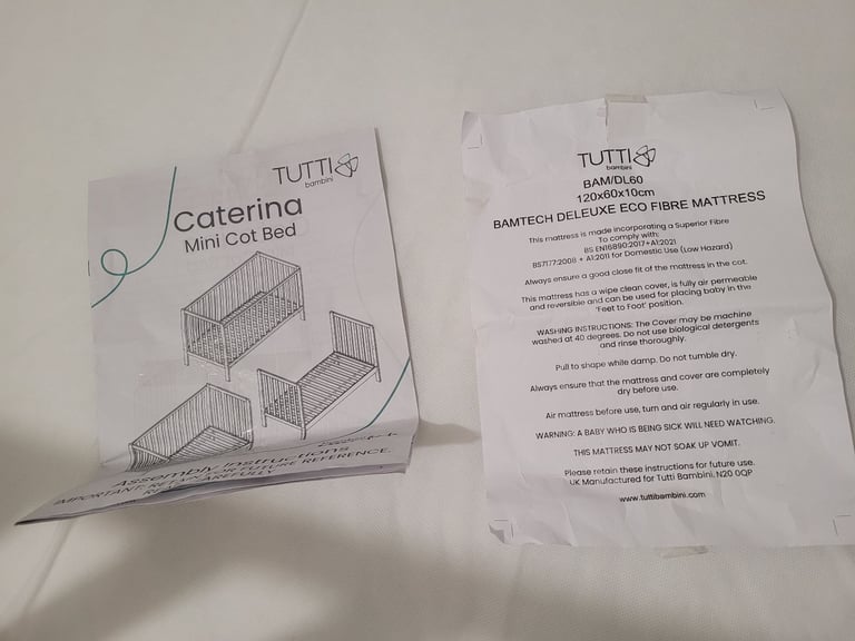 image for Hardly used Adjustable Cot/bed with Mattress 120 x 60cm