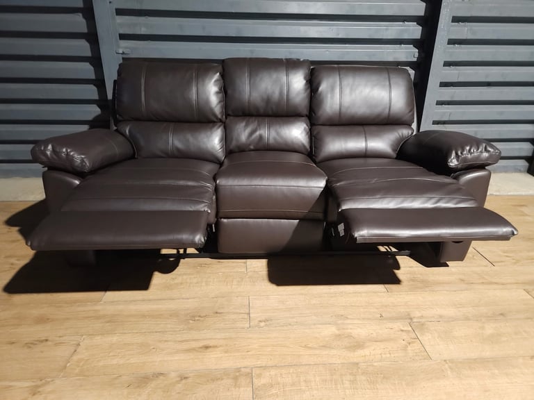 image for 3 Seater Recliner Sofa - Brown.