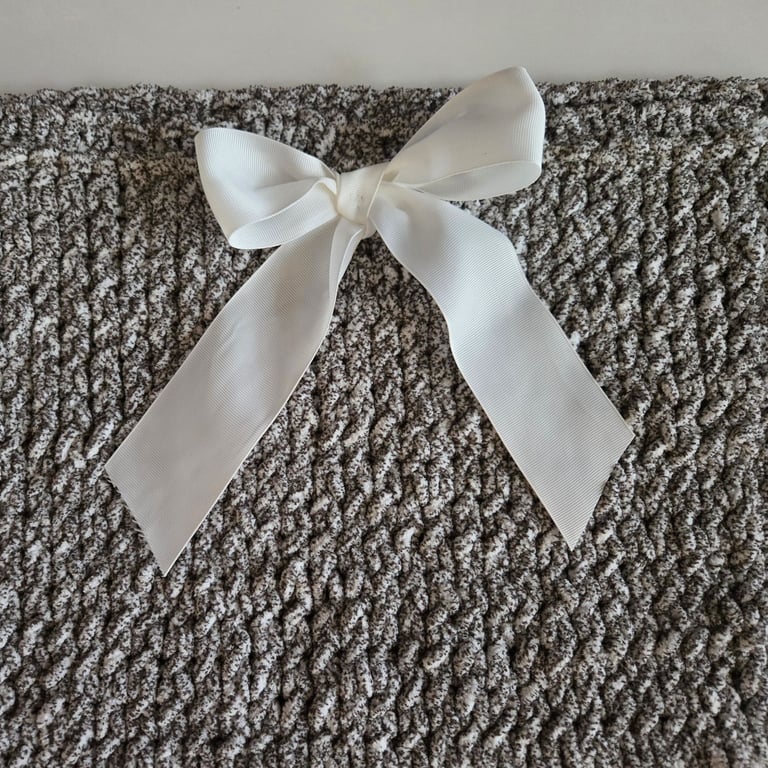 Beautiful soft hand knitted baby grey blanket 