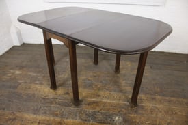 Vintage Dark Drop Leaf Table Mid Century Wooden Furniture
