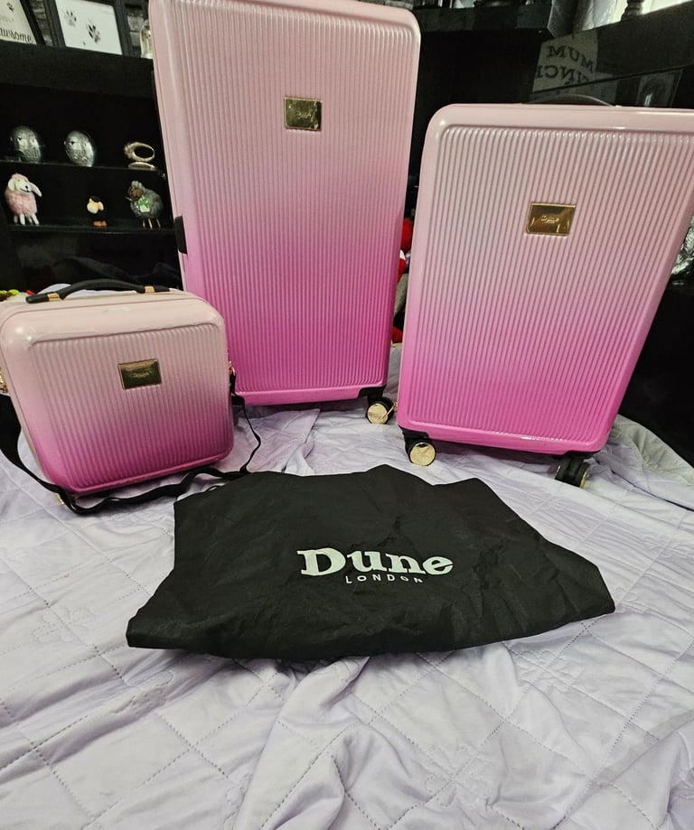 image for Limited edition pink ombre  set of 3 dune olive suitcases