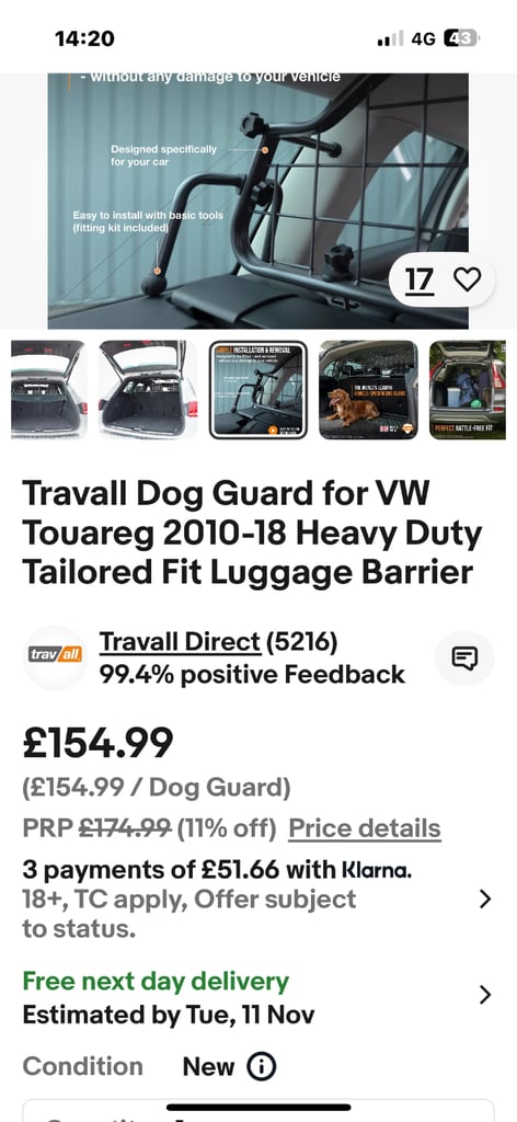Dog guard VW tourag 