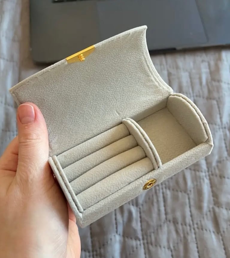 Compact jewelry box for travel Grey/ Dark Green