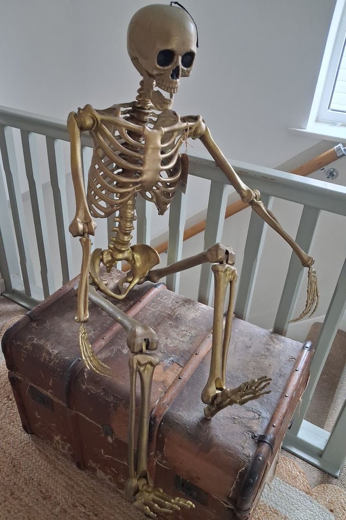 image for Halloween 5ft gold colour skeleton 