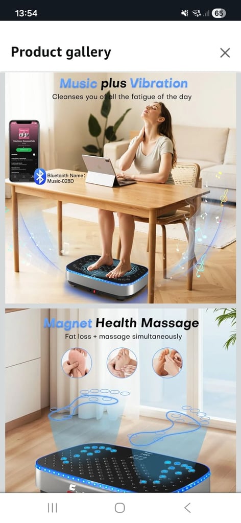 EvoSpark Vibration Plate Exercise Machine with 9 LED Light Effects, 2 in 1 Brushless Motors