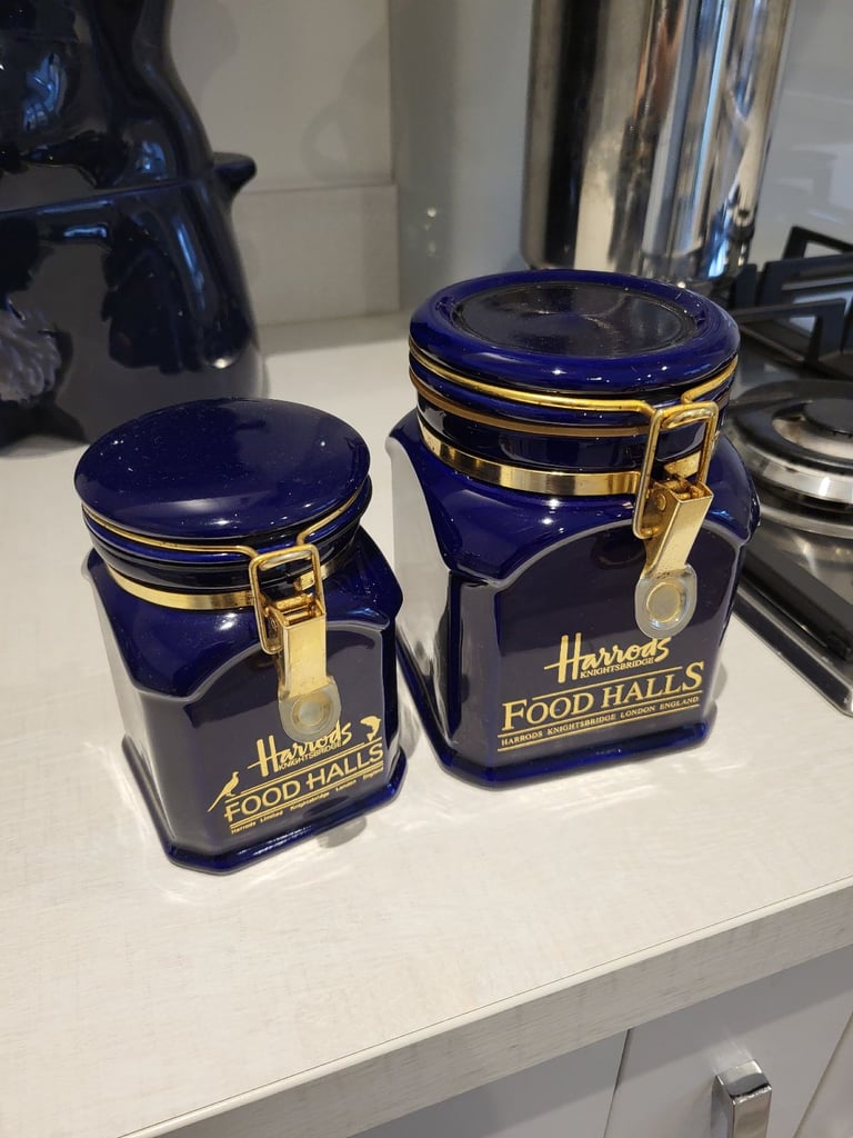 Harrods Knightsbridge Food Halls  Storage Jars Coffee/ Tea Canister Vintage