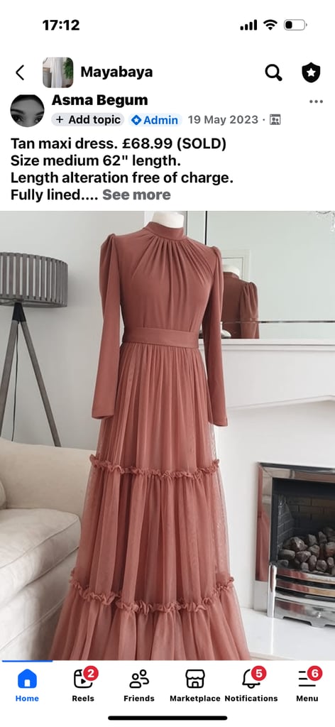 image for Warm pinkish brown dress / onion skin