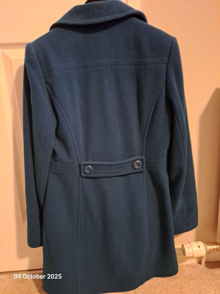 Autonomy teal green blue size 8 Reefer style jacket,  80% wool