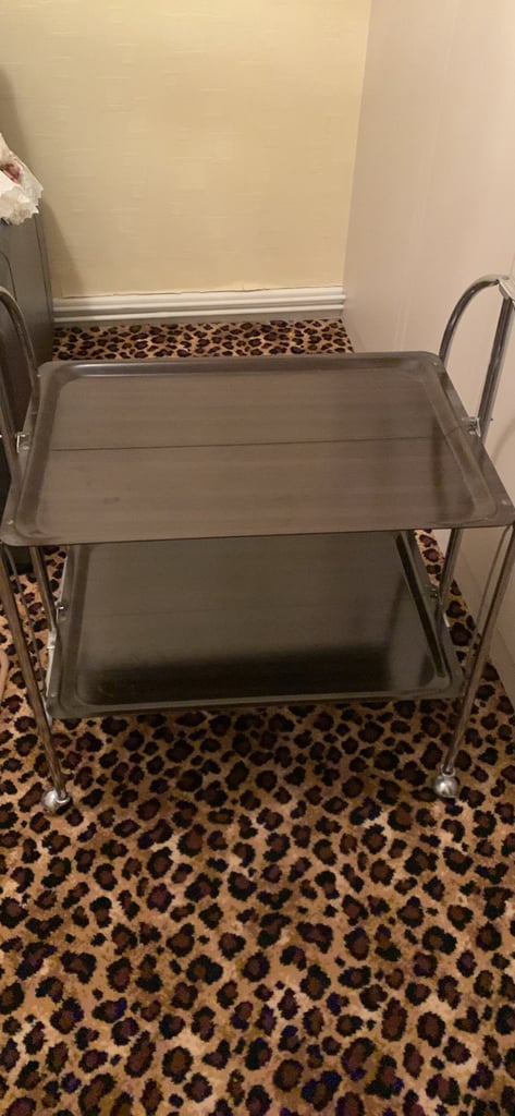 image for Vintage Folding 2 Tier Drinks Trolley