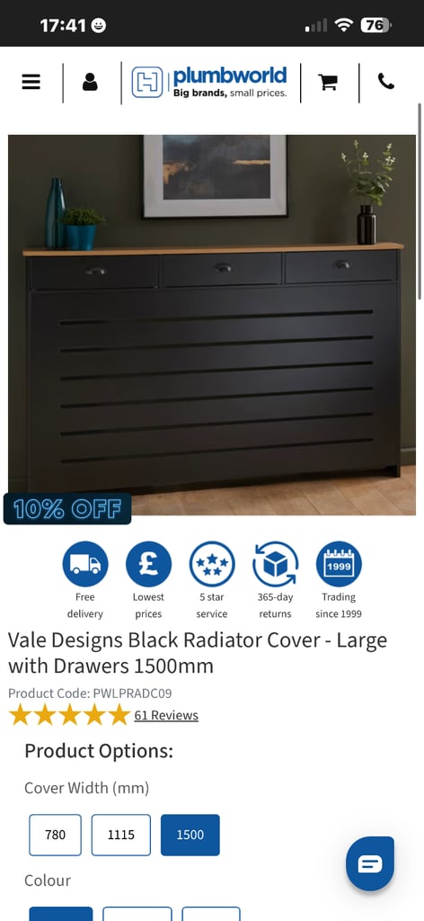 Black radiator cover 