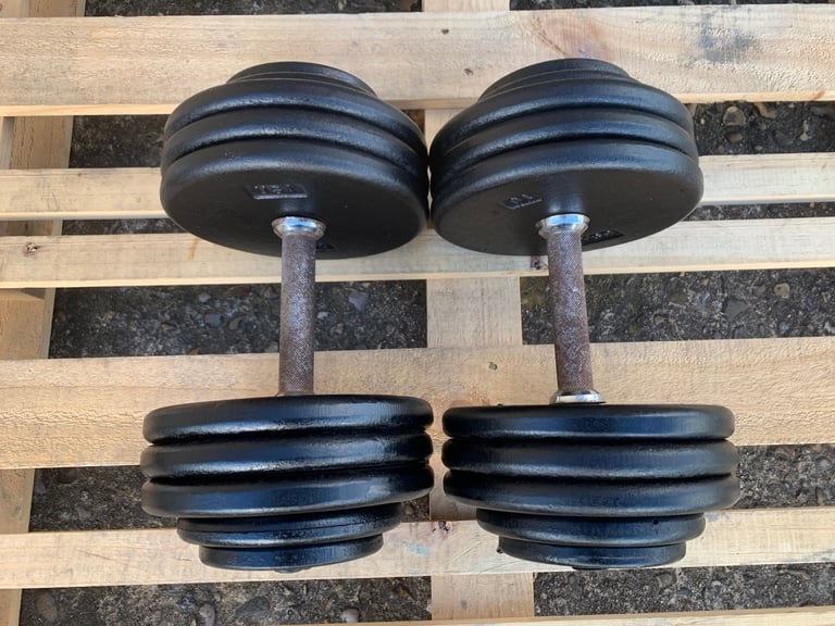 2 x 37.5kg Cast Iron Dumbbells