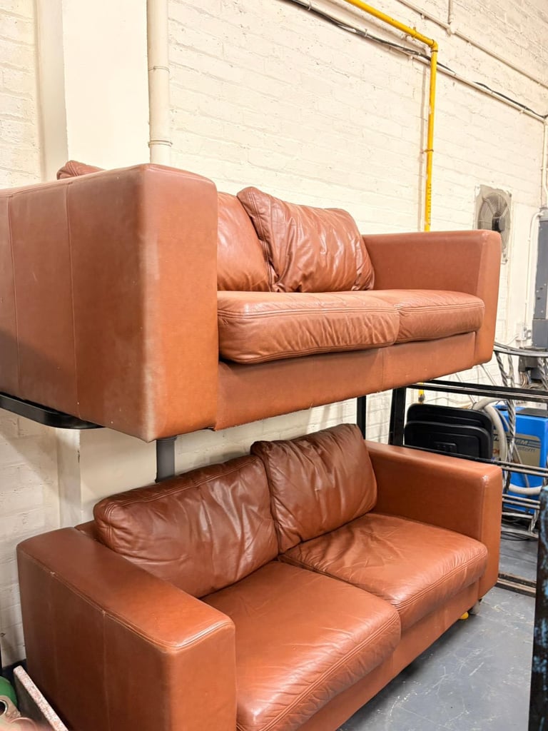  Pair of Siren Furniture Leather 2-Seater Sofas 