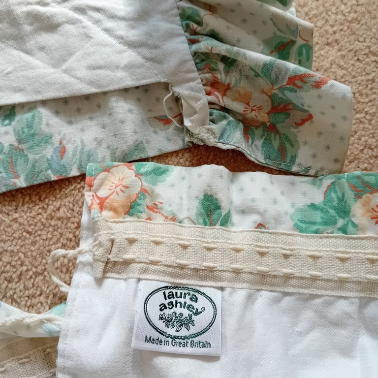 Vintage Laura Ashley 6.5m Louise floral curtains, Pelmet & tie backs