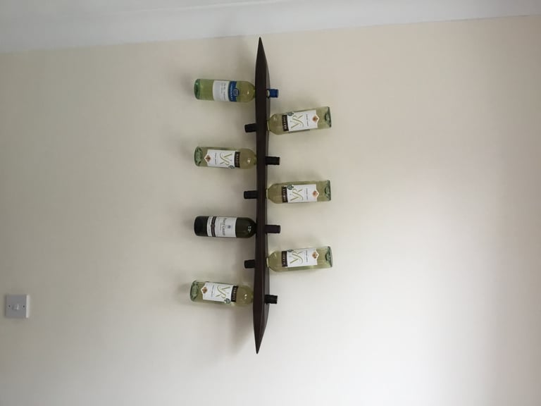 image for Boxed Contemporary Zieher Wall Mounted Vertical Wine Rack, in dark wood