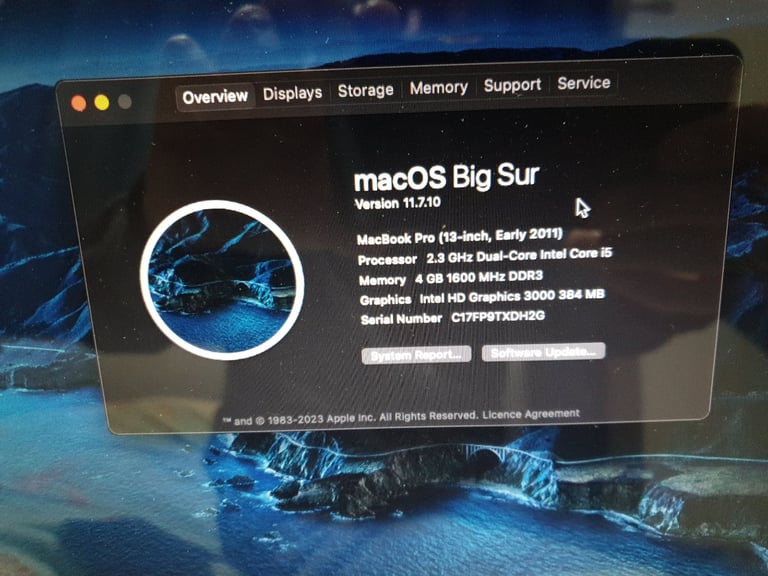 APPLE MACBOOK PRO A1278 13inch LAPTOP WITH CHARGER 2.3GHZ I5 CPU, 4GB DDR3 128GB SSD MACOS BIG SUR.