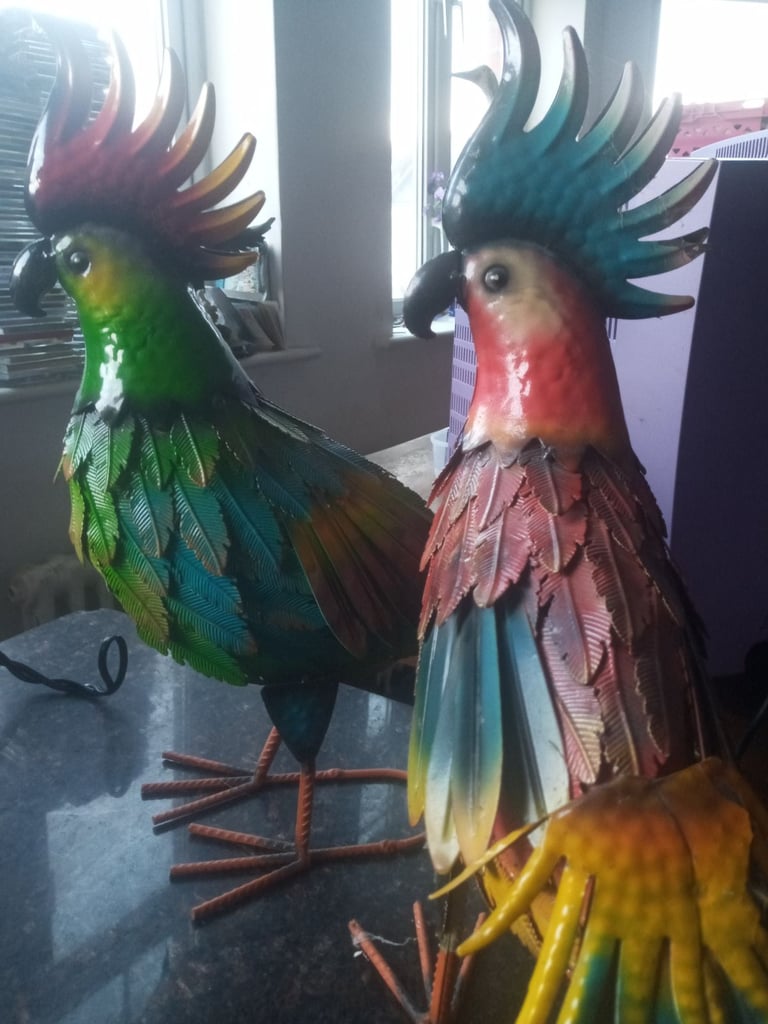image for PAIR OF METALLIC COCKERELS 