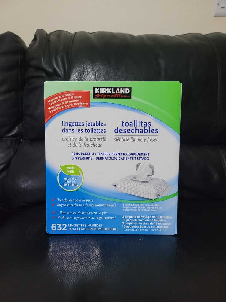 Brand new and sealed box of flushable wipes