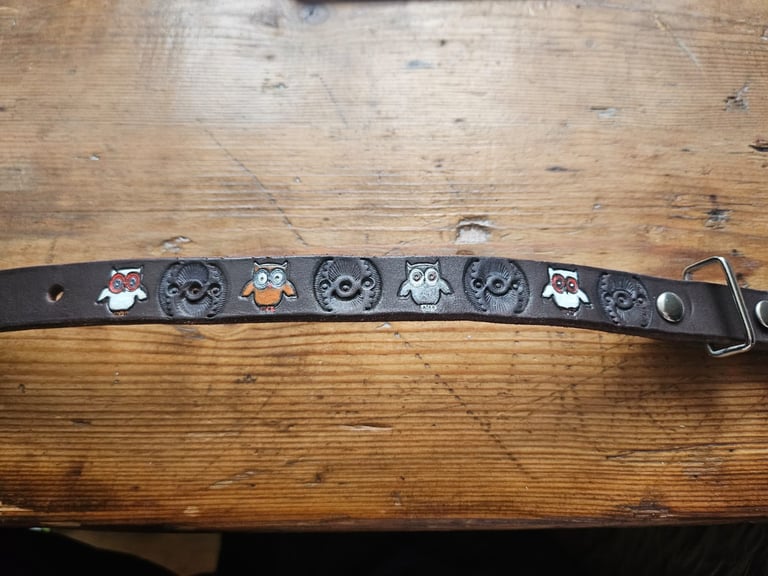image for Small leather collar with owls