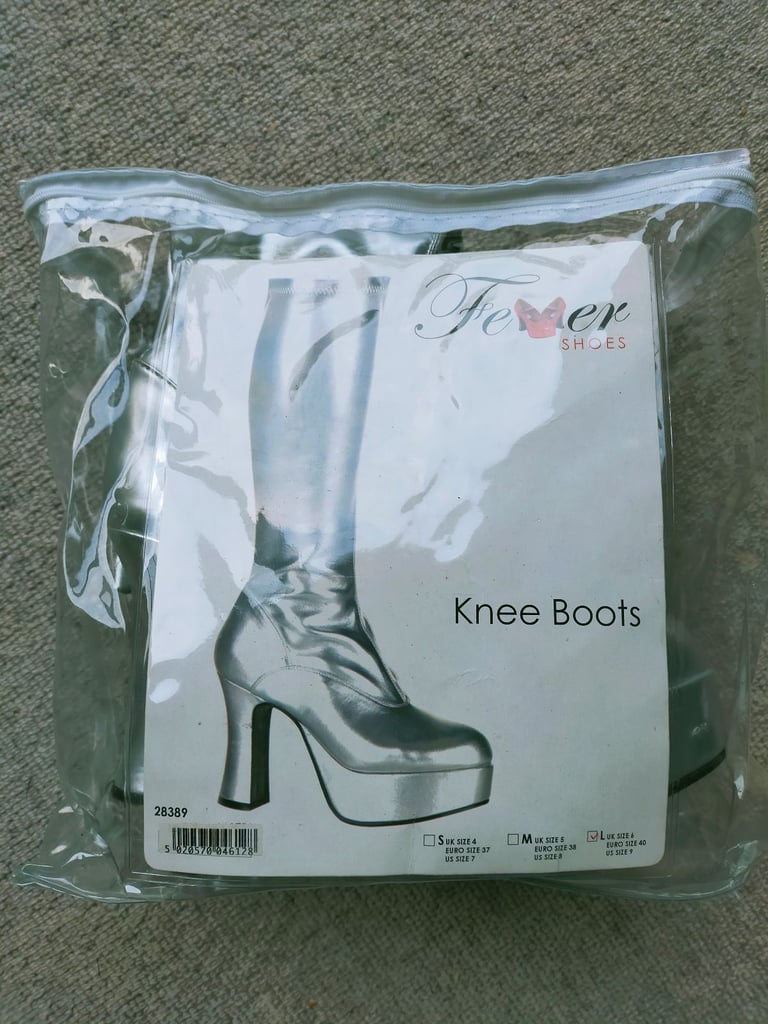 image for Knee length silver boots