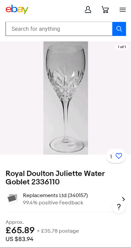 Vintage Royal Doulton Juliette Goblets (BOXED)