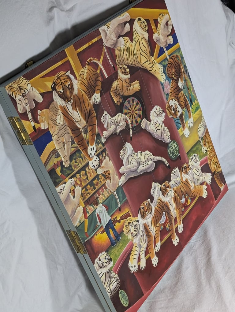 Original oil painting - Tiger Triptych, oil on hinged board, art artwork