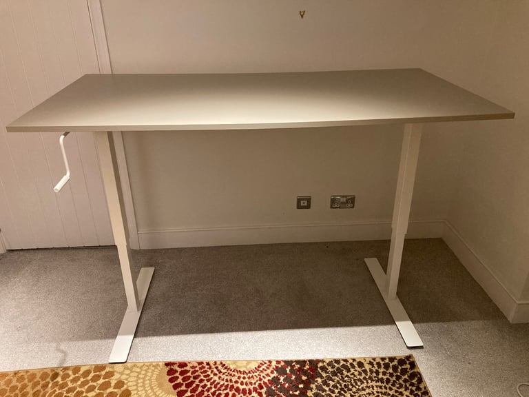 Ikea TROTTEN Desk sit/stand, beige/white, 160x80 cm