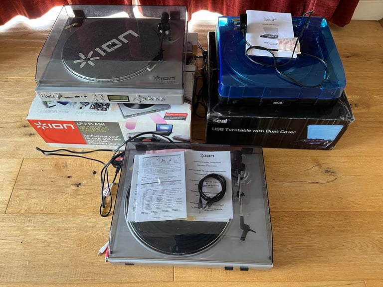 Three USB Turntables Two ION and One Seal PRICED FOR QUICK SALE