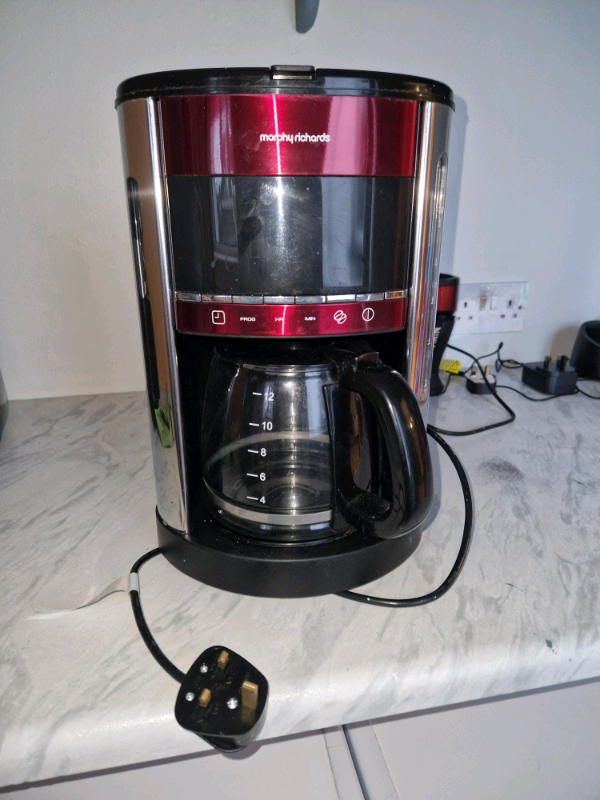 Red and black morphy Richards programmable filter coffee machine