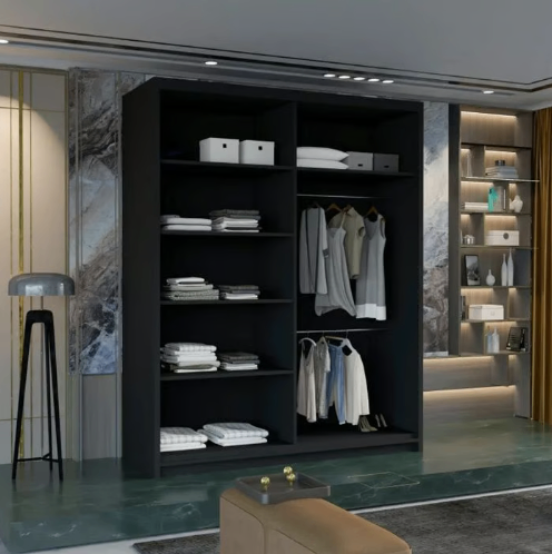 Brand New - Batumi Mirror Sliding Door Wardrobe - Black - SAME/NEXT DAY DELIVERY