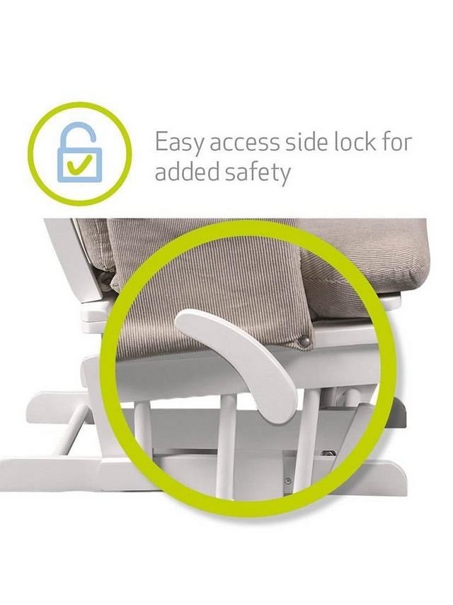 KUB - CHATSWORTH GLIDER NURSING CHAIR & STOOL (White wood with Grey upholstery)