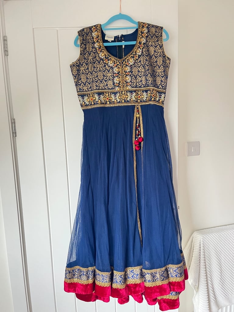 Womens indian lengha outfit navy blue - anarkali suit 