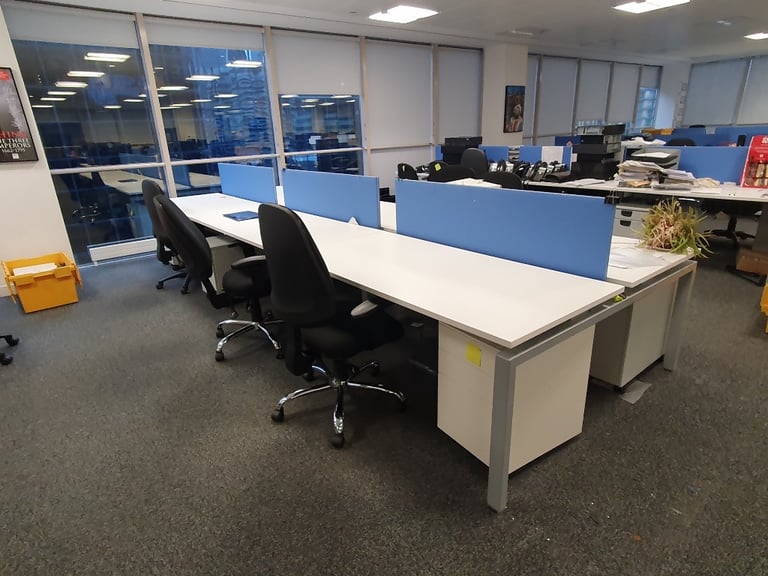 Furnished office sets furniture desk computer pod bank table chair drawers job lot bundle