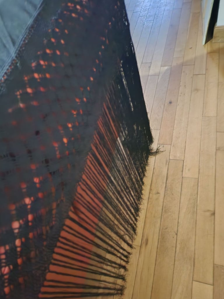 image for Black lace made vintage table covering