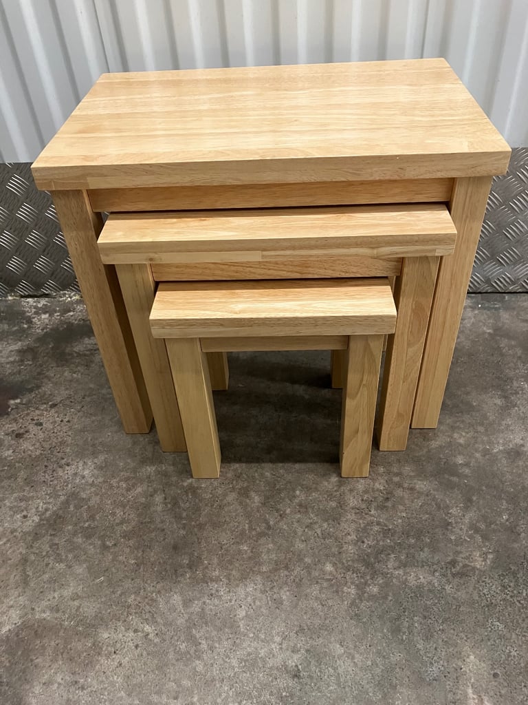 image for Light Oak Nest of 3 Tables 